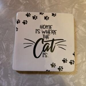 "Home Is Where The Cat Is" Ceramic Coaster